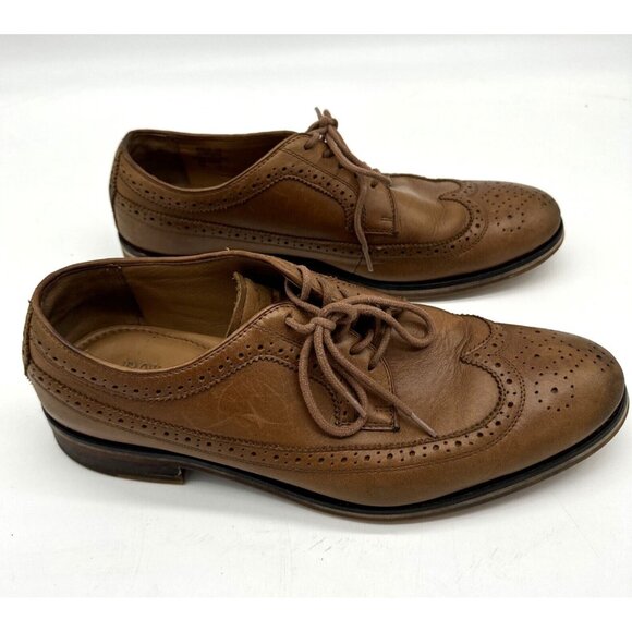 Polo Ralph Lauren Pierced Wingtip Oxford Lace Up Shoes Tan 11 D main image 4